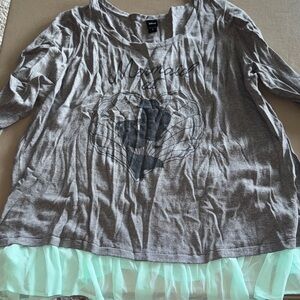 Torrid Gray and Mint Sweater with Scoop Neck